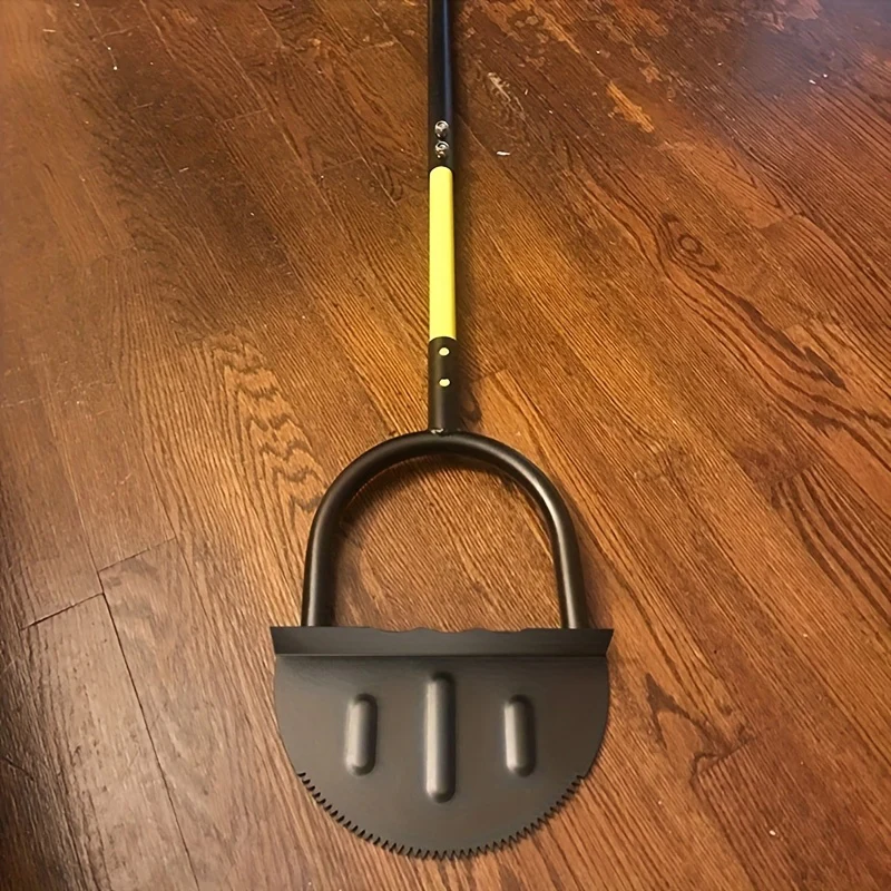 Heavy-Duty Manual Lawn Edger Tool with Ergonomic Handle - Black Metal Half Moon Shovel for Efficient Weeding and Trimming, Wide Foot Pedal Design for Stability, Ideal for Yard and Garden Maintenance